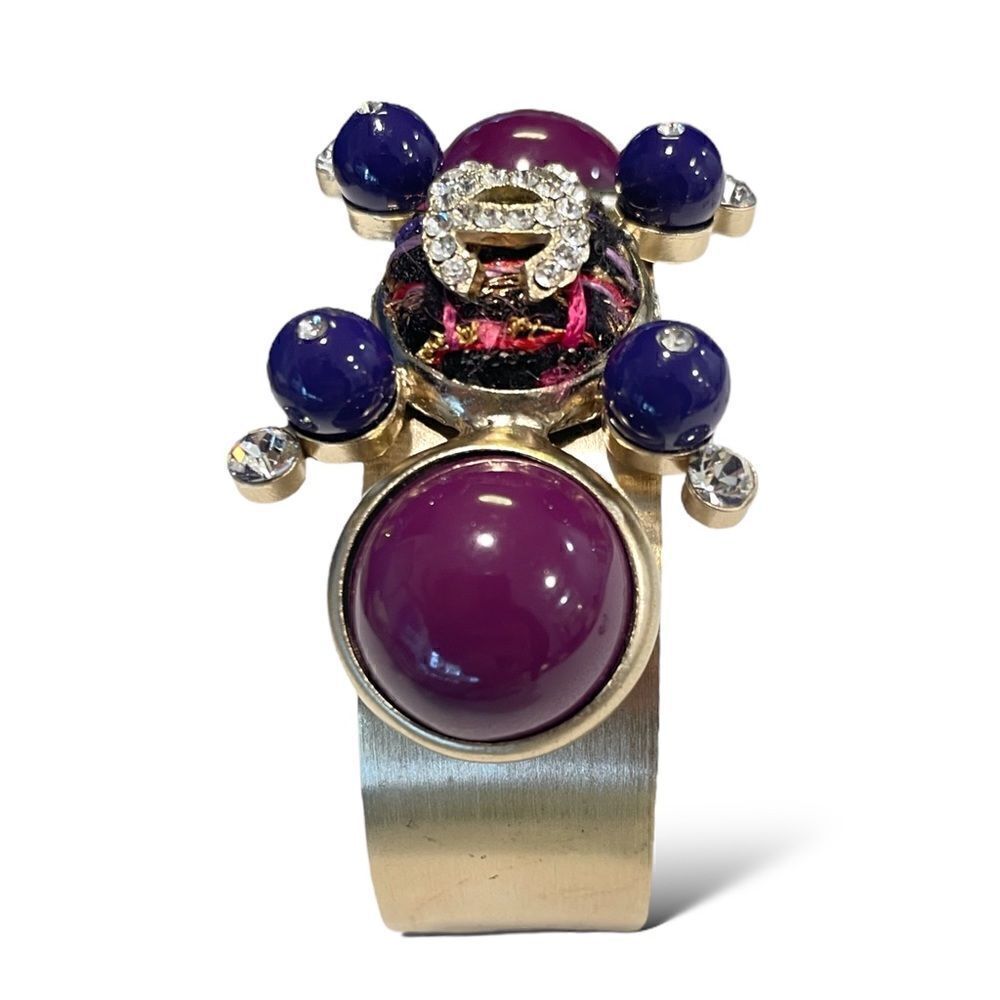 CHANEL Vintage CC Logo Cluster Stone Cuff Circa 03’ - Picture 9 of 9